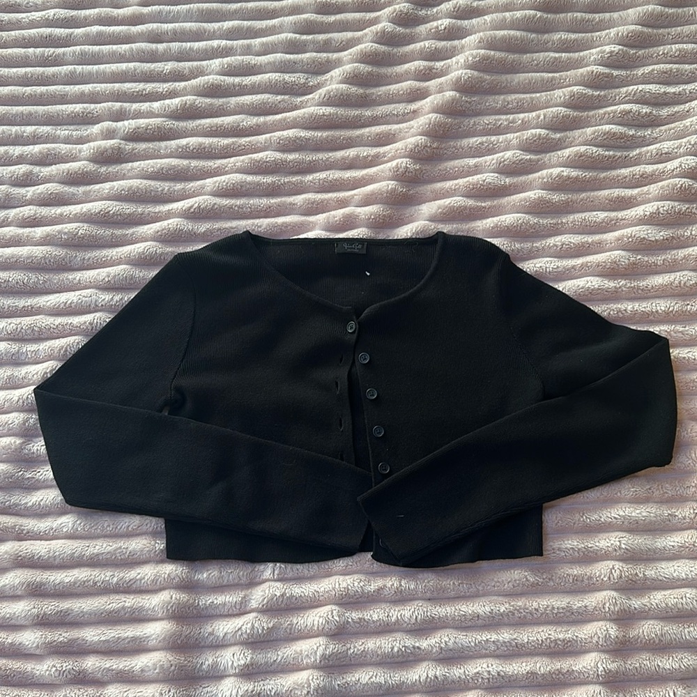 Black Button Up Cropped Sweater